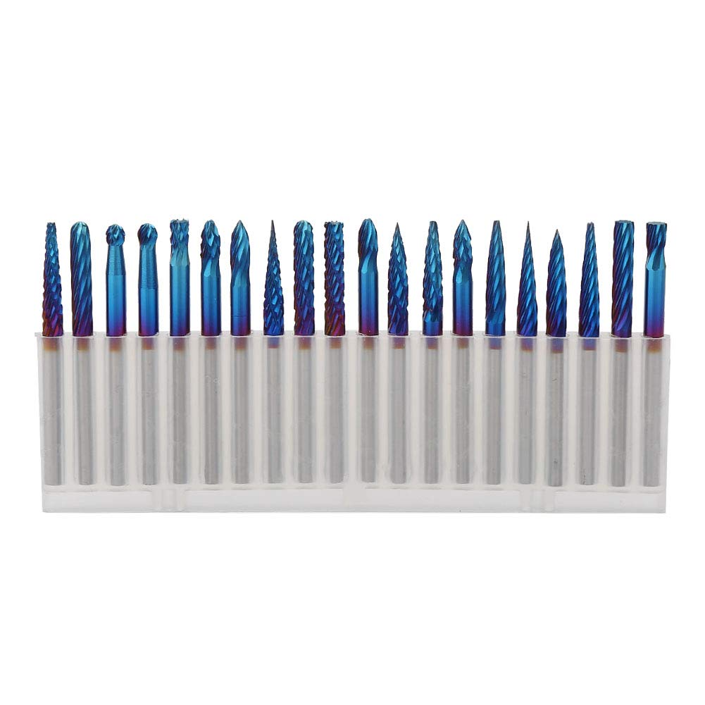 Set di frese in carburo di tungsteno da 20 pezzi, fresa a doppia scanalatura singola, utensile da taglio ad alta precisione per metallo, legno, plastica, incisione CNC, gam