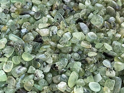 Image of GAF TREASURES 2 oz Lot Natural Semi Tumbled Gemstone Chips, Crushed Mini Crystals, Undrilled Crystal Chips (Green Prehnite)