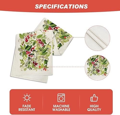 Miniatura 5 de Artoid Mode Camino de mesa de Navidad con acebo de acuarela, decoración de mesa de comedor para interiores y exteriores, decoración de fiesta para
