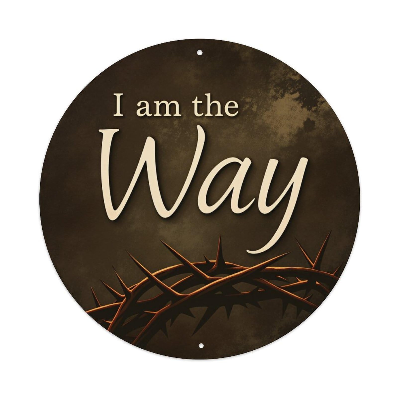 Wmlzdnwr Vintage I Am The Way Crown Of Thorns Round Tin Sign,Retro Wall Art,Metal Poster For Home, Bar, Garage, Cafe, Rustic Indoor & Outdoor Decor, 8X8 Inches