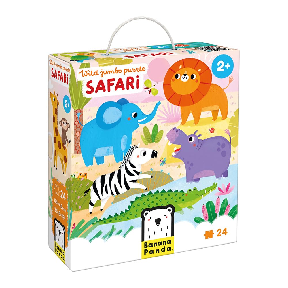 Banana Panda Wild Jumbo Puzzle Safari | 24-Piece Large Floor Puzzle For Kids Age 2+ | Educational Animal Puzzle With Elephants, Lions, Giraffes & More | Boosts Motor Skills & Imagination