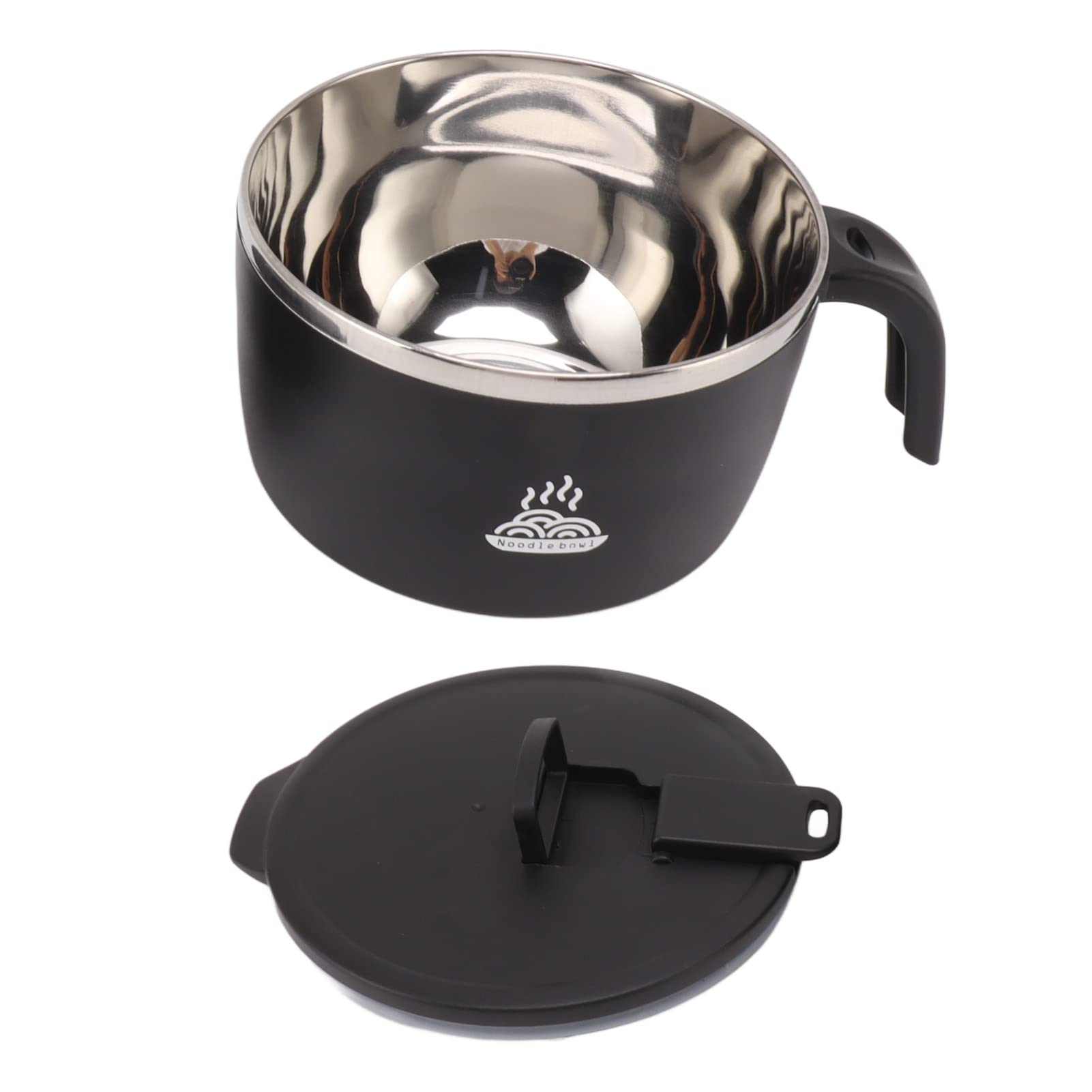 gernie Tazón de Fideos Instantáneos, Tazón de Ramen Instantáneo de Acero Inoxidable de 900 Ml con Tapa y Soporte para Teléfono Tazón de Sopa de Fideos Instantáneos, Cocina de Fideos