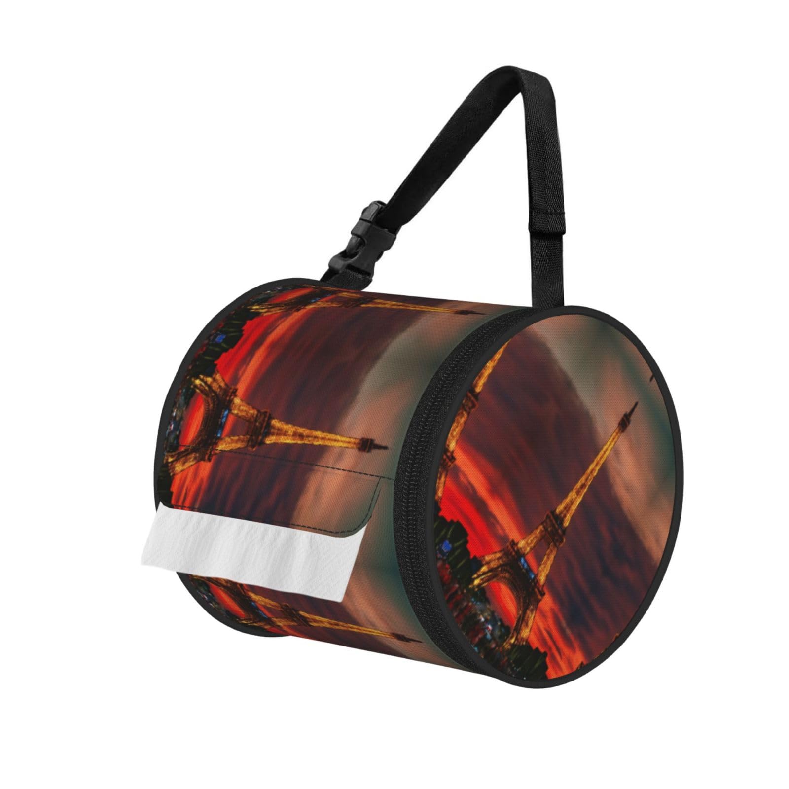 Tower Paris Printed Hanging Tissue Organizer, Smooth Zipper Oxford Cloth Roll Holder for RV Bathroom Desk