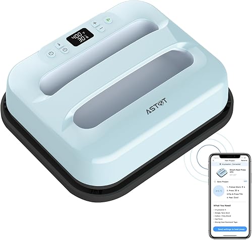 AST&T Máquina de prensa térmica de 12 x 10 pulgadas, portátil y fácil de prensar para camisetas, almohadas, bolsas de mano y más, color blanco