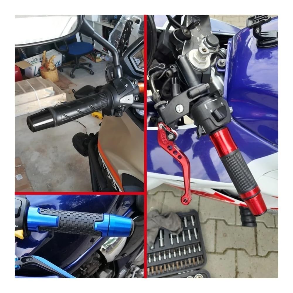 Moto Tappo Manubrio per Suzu&Ki per Gladius 650 per SFV650 per Gladius 2009-2015 2010-2013 2011 Moto 7/8 "22MM Manubrio Manopole A Molla Maniglia Bar End cap(Nero Blu)