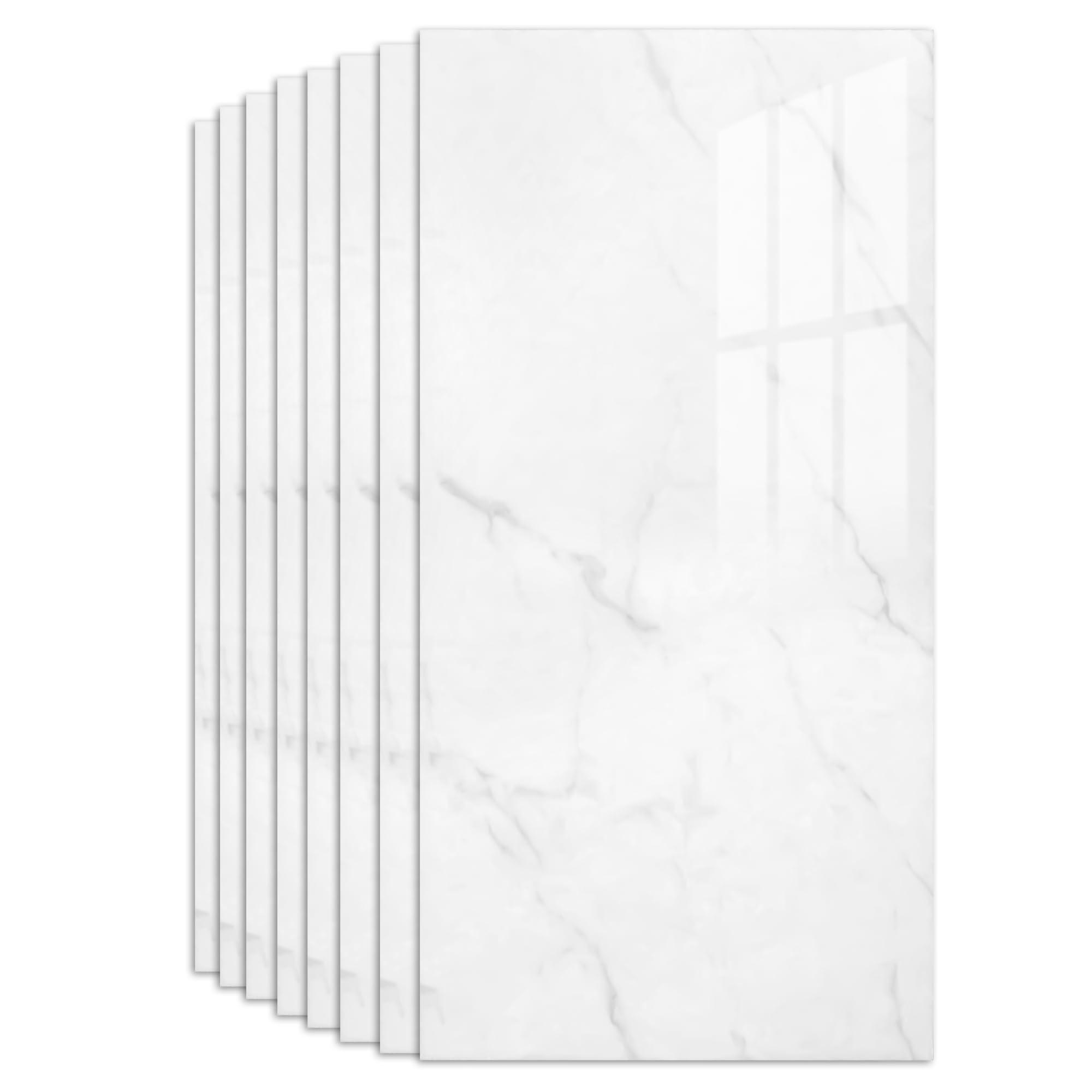 Marble Tile Stickers 40 Pcs, Self Adhesive Wall Tiles 60 x 30cm Waterproof, Stick on Tiles for Kitchen, Bathroom, Backsplash (Elegant White)