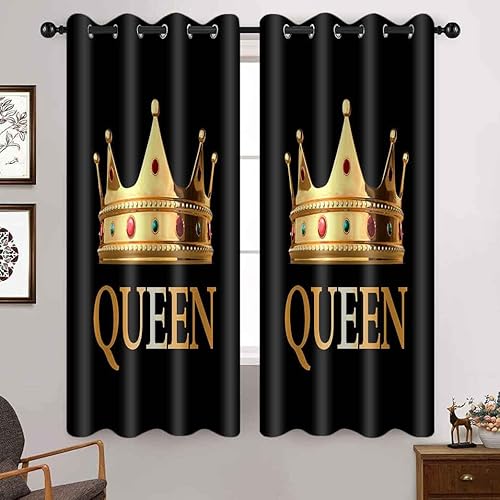 CLLSAH573 - Cortinas opacas con temática de corona, moderna, hermosa corona dorada, minimalista, para oscurecer la habitación, para dormitorio, sala