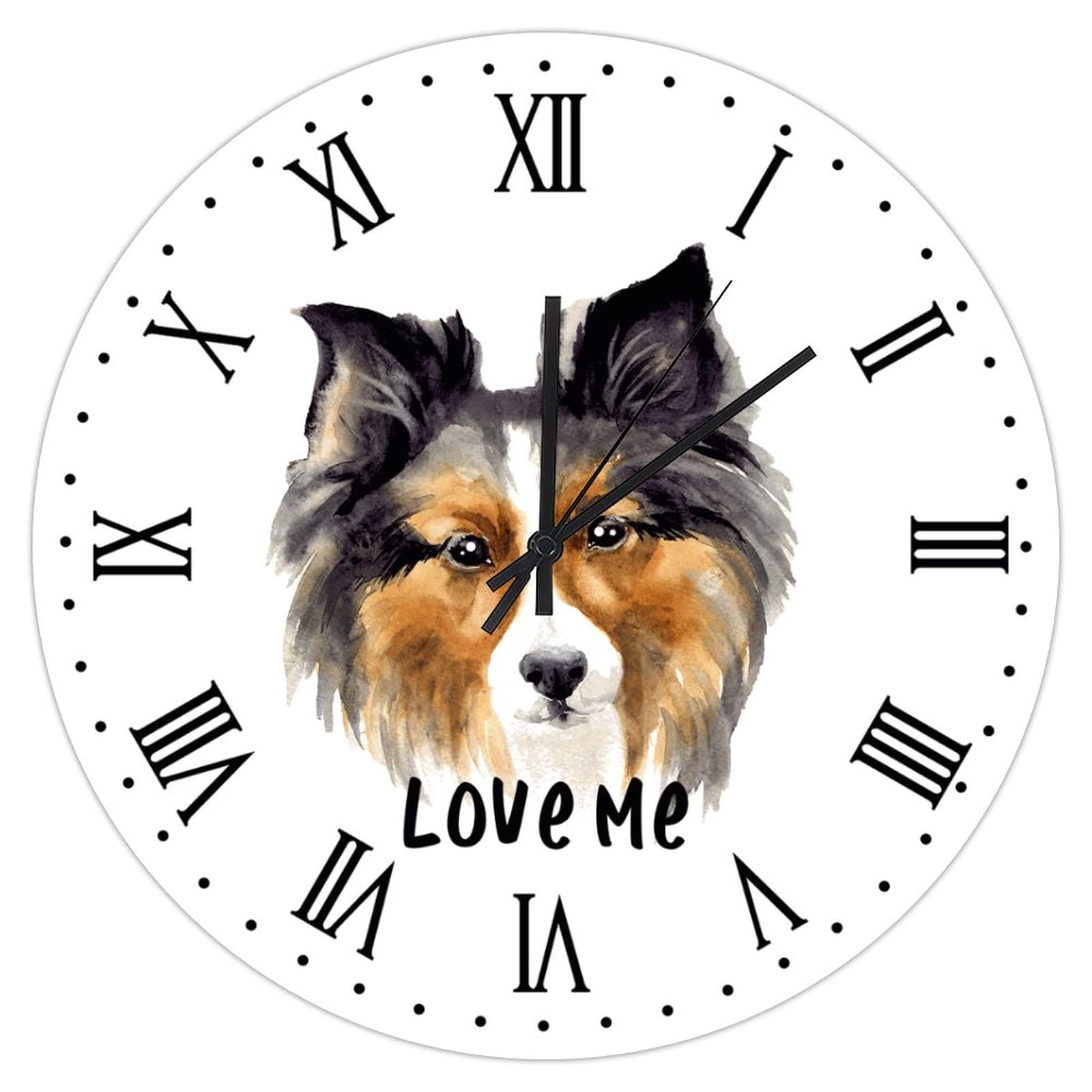 Horloge murale silencieuse à piles avec motif Shetland