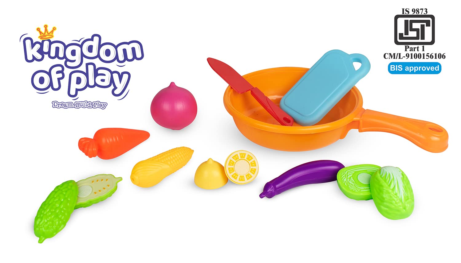 Kingdom Of Play Vegetable Set with Pan and 10 Pieces of Different Vegetables Multicolor 3Y+ 2