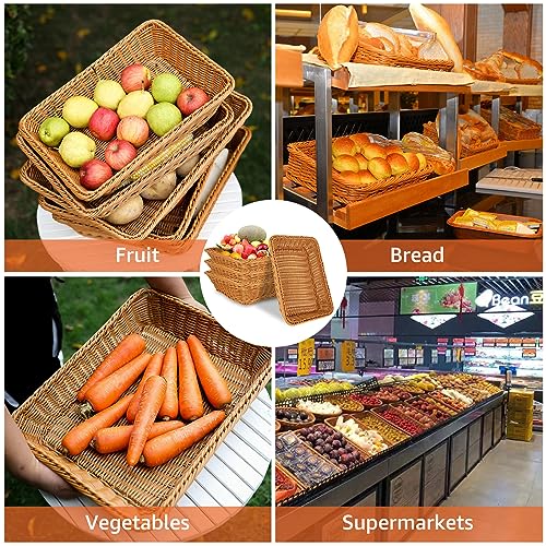 Cestas de mimbre de imitación lavables para cocina y alimentos pack de 4 piezas 8