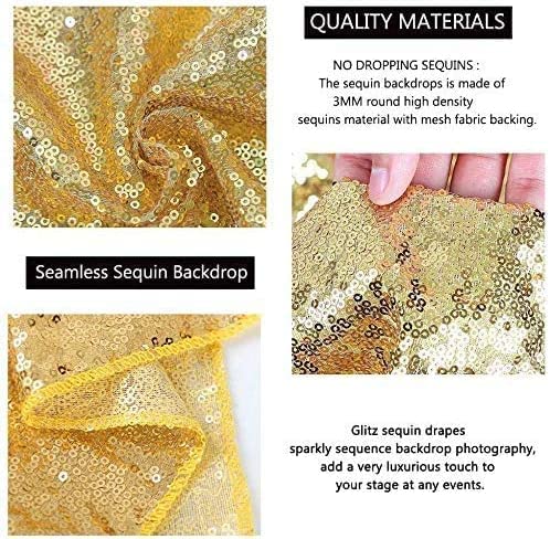Sequin Backdrop 243x243cm Amber Gold Shinny Sequin Photography Backdrop Party Prom Wedding Youtobe Banquet Photo Background (8x8 feet) - Image 3