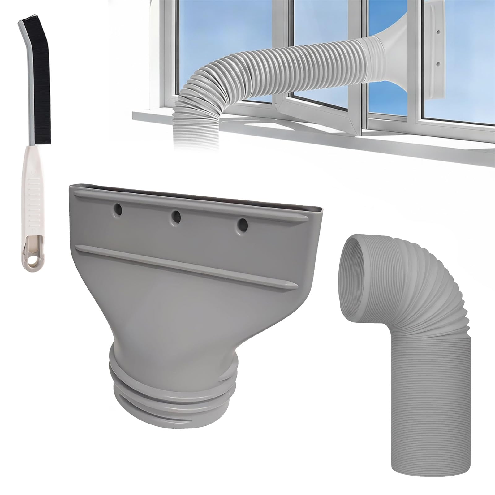 Liocwocne A+B Air Con Hose Window Vent Attachment, Flat Air Conditioner Window Adapter For 130Mm & 150Mm Exhaust Hose, Universal Portable Ac Extension Connector Port For Air Conditioning (A+B)