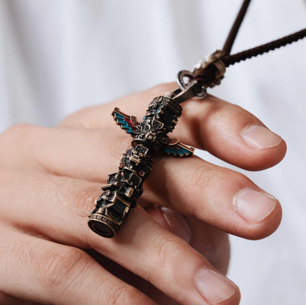 COPPERTIST.WU Maya Totem Anhänger – Handgefertigter Amulett Schmuck für Damen & Herren, Spiritueller Talisman Antike Zivilisation, DIY Totem Charm für Armbänder & Halsketten
