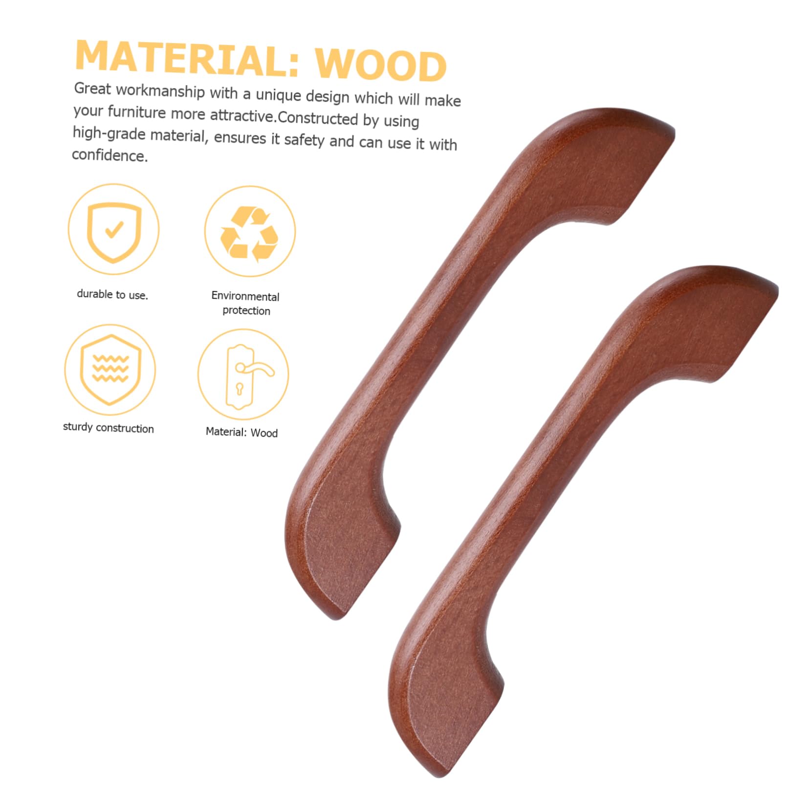 DECOMELODY Drawer Pull Handles 6pcs Wood Cabinet Handles Easy to Install for Replacement or New Furniture Decor