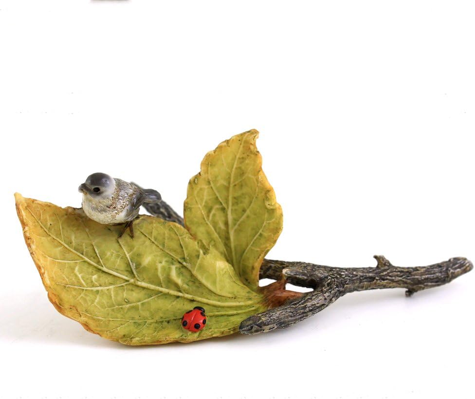 Top Collection Miniature Fairy Garden and Terrarium Little Bird and Ladybug on Leaves, Mini