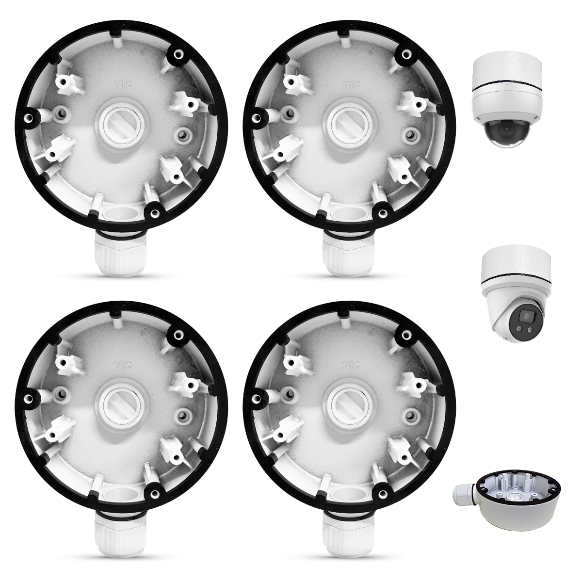 Metal Security Camera Junction Box for HIK Dome Cameras, IP66 Waterproof Aluminum Mount Bracket with Cable Concealment, OH-DS-1280ZJ-DM46 Camera Mount Box (4 Pack)