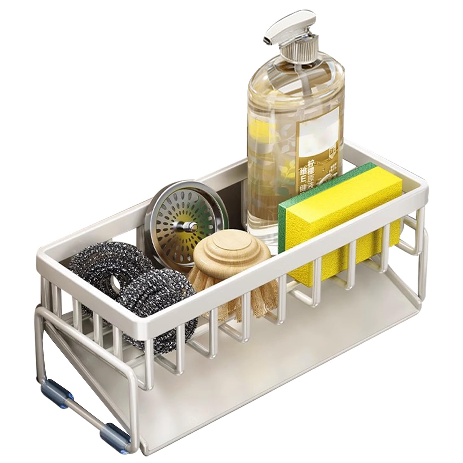 Glifora Drain Rack - Rustproof Carbon Steel Organiser with Detachable Drain Tray, Storage Rack for Kitchen Sink Sponges and Soap