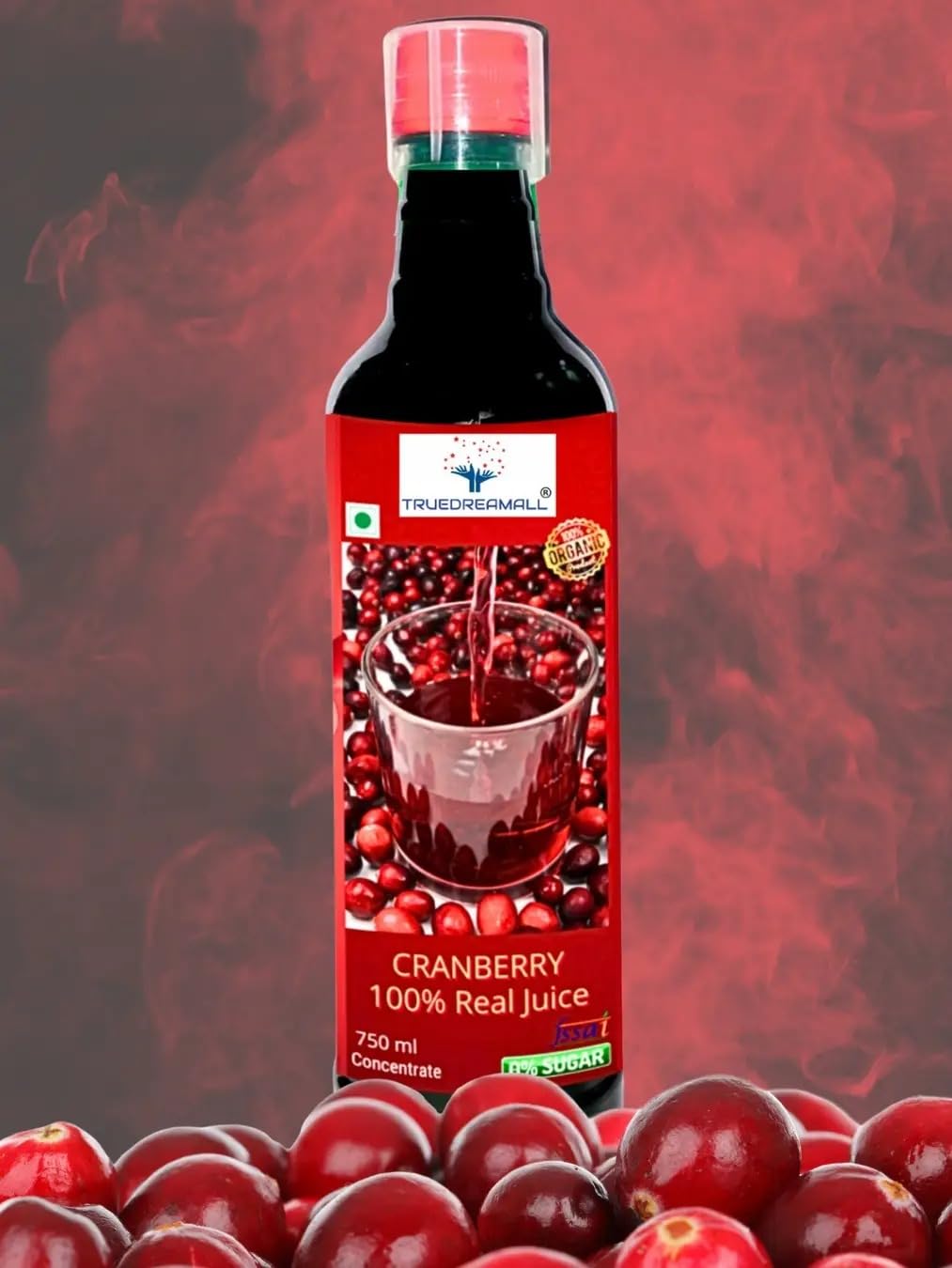 TRUEDREAMALL PURE CRANBERRY Concentrate Juice for uti, sugar free, Real natural juice, Unsweetened, Pure & Organic real for uti (750 ml Concentrated)