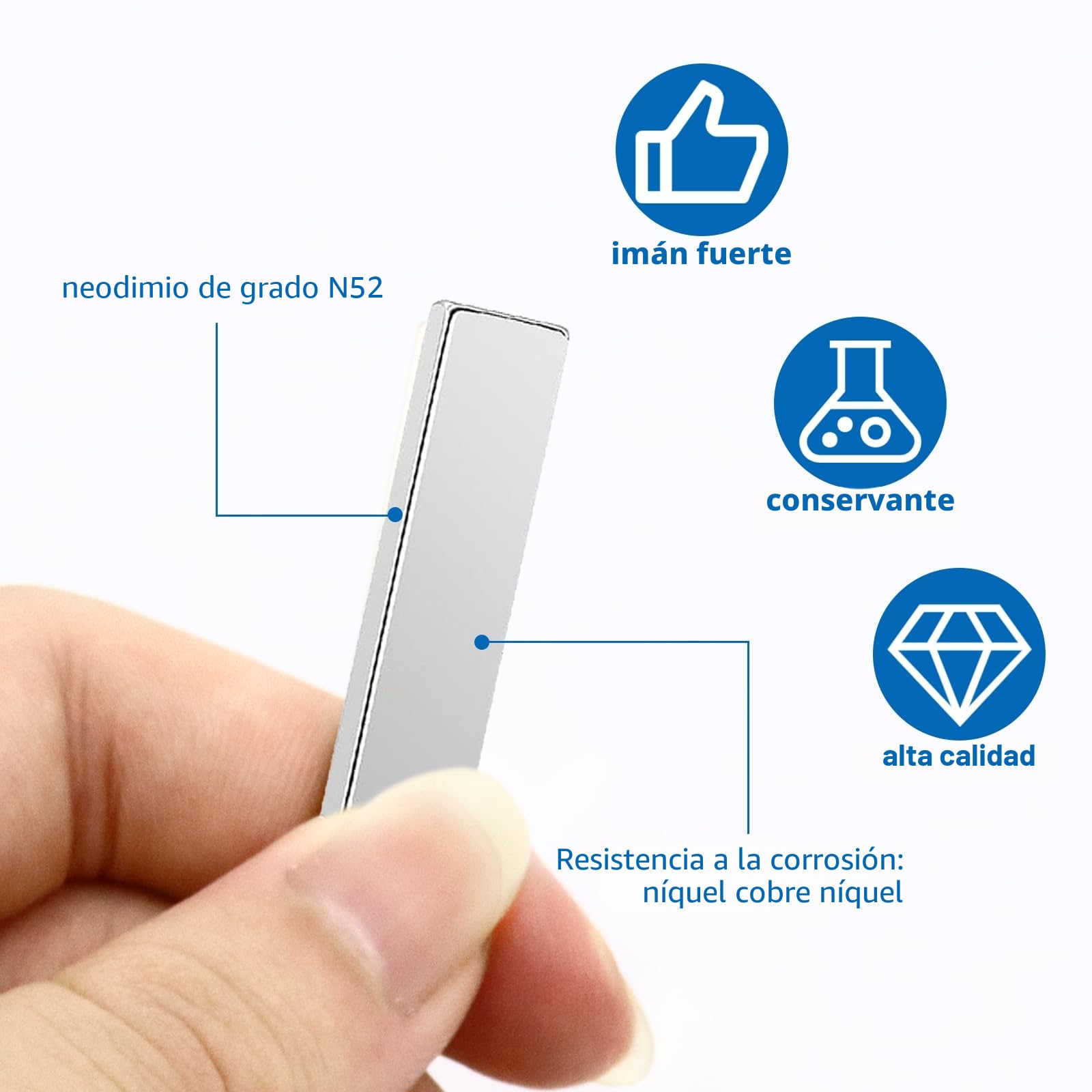 10 imanes de neodimio con barra magnética rectangular. Imanes potentes para nevera, pizarra, oficinas y laboratorios, 40 x 10 x 3 mm