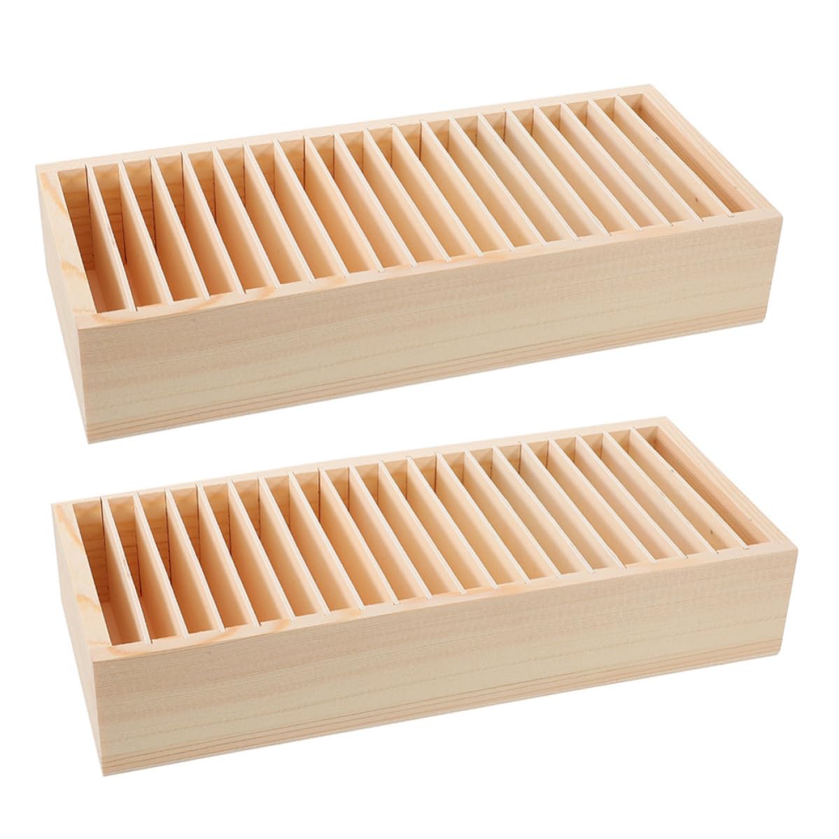 2pezzi Organizer Multi-compartimenti in Legno con Scomparti Rimovibili Porta Biglietti da Visita e Contenitore per Gioielli Scatola per Carte Collezionabili per Ufficio e