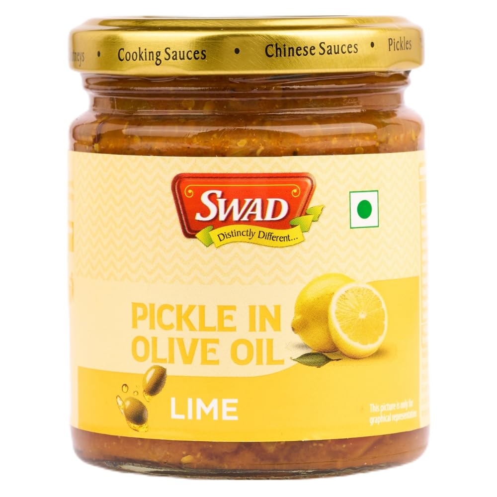SWAD Lime Pickle in Olive Oil 200g | Spicy Lime Achar with Olive Oil | Made with Premium Olive Oil | Made with Fresh Lime, Olive Oil & Traditional Spices