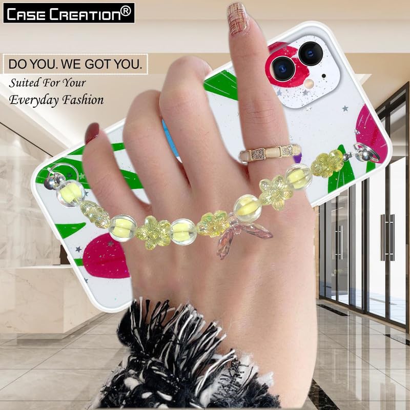 Image of COVERLY Back Cover for iPhone 12 Pro - Shiny Crystal Pearl Wrist Hanging Purse Chain Dry Fixed Glitter Shockproof Soft Silicone Cute Pretty Case with Camera Protection for iPhone 12 Pro for Hot Teens