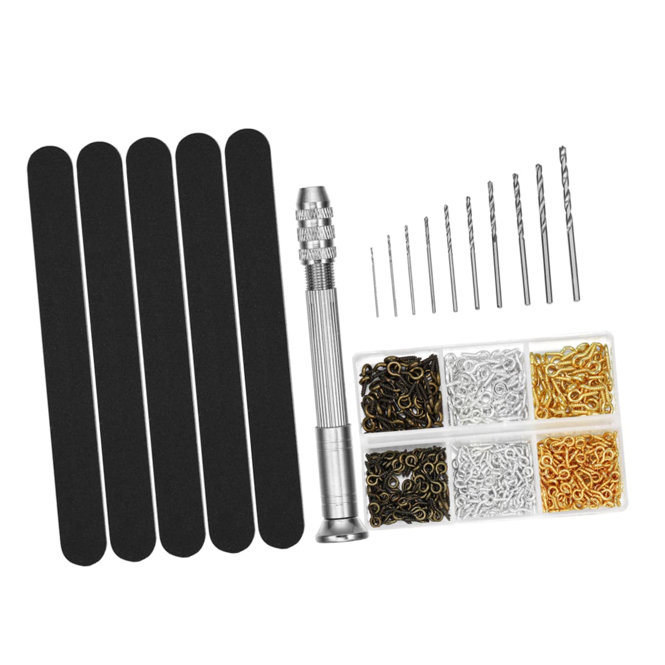 1 Set Epoxy Punch Pin Vise Hand Drill Twisting Drill Bit Screw Eye Pin and Drill Kit Hand Resin Drill Kit Jewelry Drill Bits Mini Drill Bits Pin Vise for Resin Casting Molds
