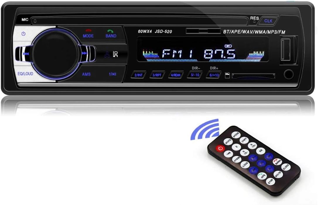 Car Radio Bluetooth Hands free, 1DIN 12V Car Stereo Car MP3 Player Support FM/USB/SD/AUX-IN with Remote Control