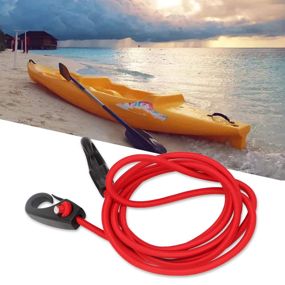 MAGT Elastico Sup Moschettone Barca Kayak Canoa SUP Paddle Guinzaglio Sicurezza Rod con Moschettone 189 cm Rosso