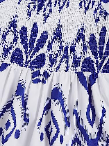 WDIRARA Girl's Floral Print Flounce Ruffle Hem Short Sleeve Square Neck Dresses A Line Summer Long Dress4