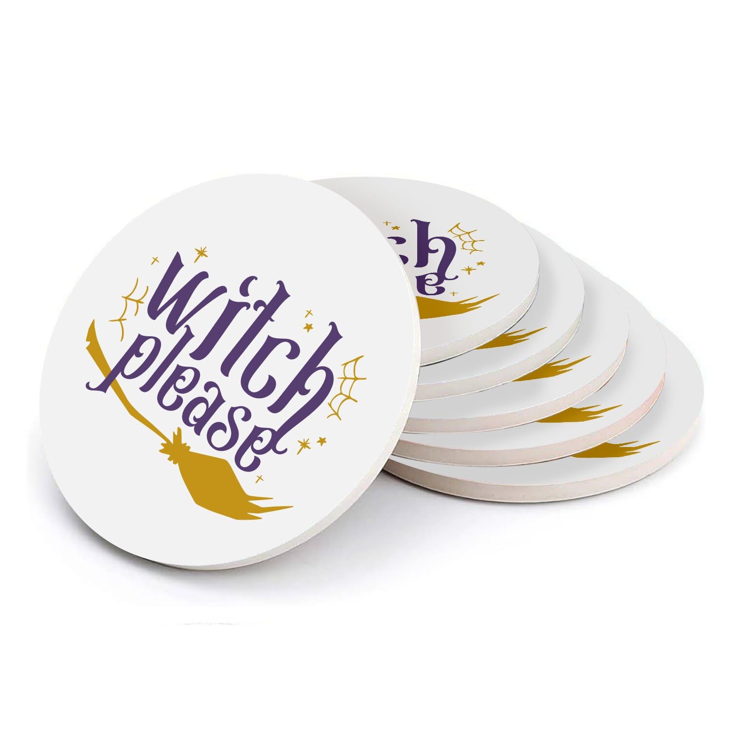 Sous verre ronds céramique Witch Please cadeau Halloween idéal