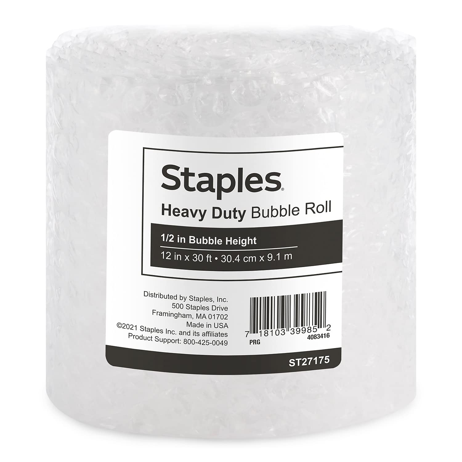 Staples 813409 1/2-Inch Bubble Roll 12-Inch x30-Ft Each (27175)