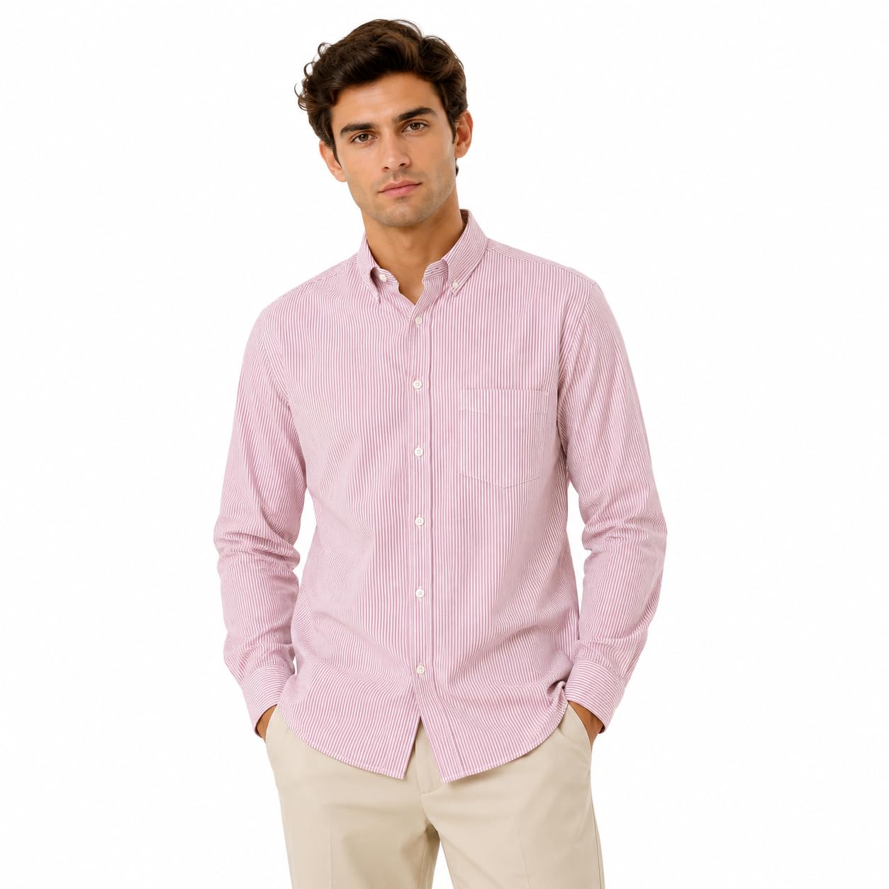 Men Striped Casual Shirt | Slim Fit Full Sleeve Cotton Blend Blue Shirt-picture-37