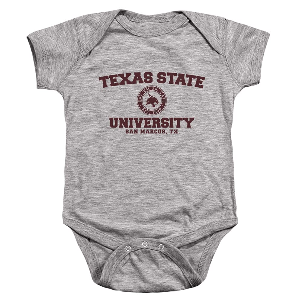 Texas State University Official Circle Logo Unisex Infant Snap Suit for Baby,Athletic Heather, 12 Months