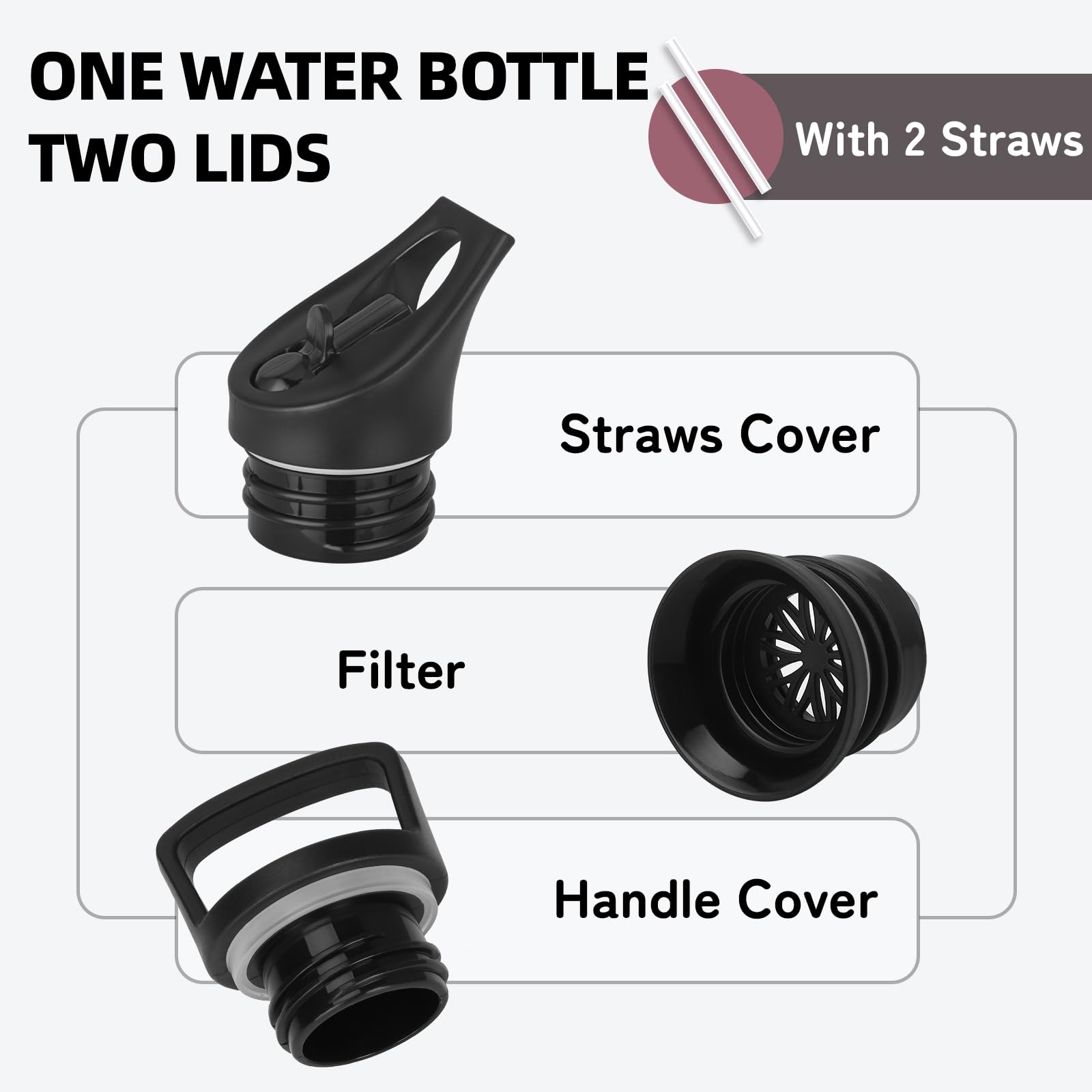 Borraccia 1 litro, Borraccia Termica, Senza BPA, Bottiglia Termica, Con filtro e Cannuccia, Borracce Termiche, Mantiene Caldo per 12 Ore/Freddo 24 Ore, Borracce per Trekking, Sport, Ciclismo