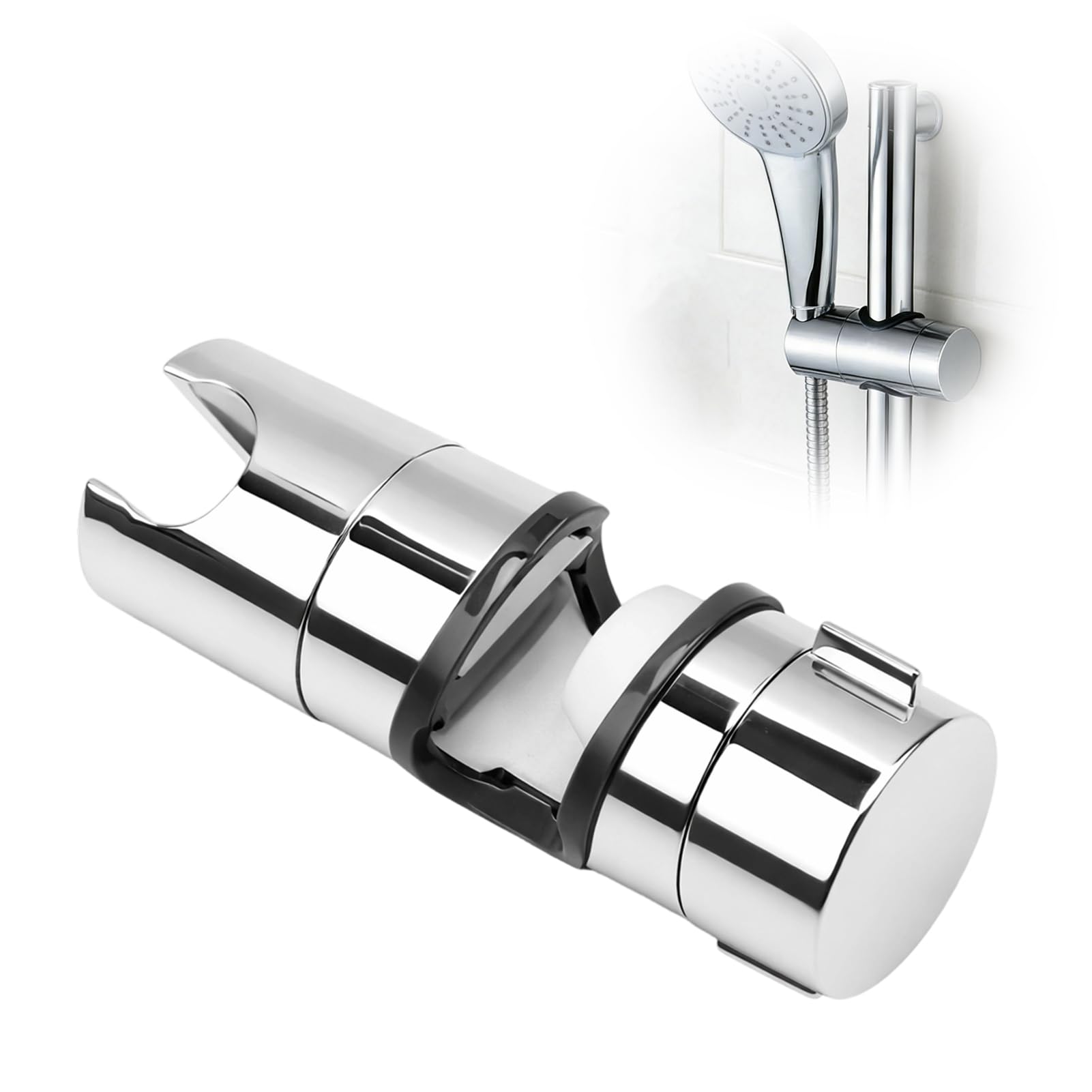 Payuanraoti Gray Adjustable Shower Head Holder For 19–25Mm Rails, Universal Shower Head Bracket With 360° Rotation, Chrome Abs Shower Holder Bracket For Handheld Shower Heads, Durable Shower Head Holder