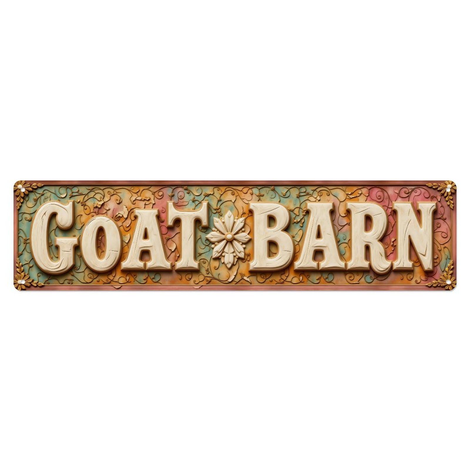 Goat Barn Floral Ornate Sign Metal Tin Sign Plaque