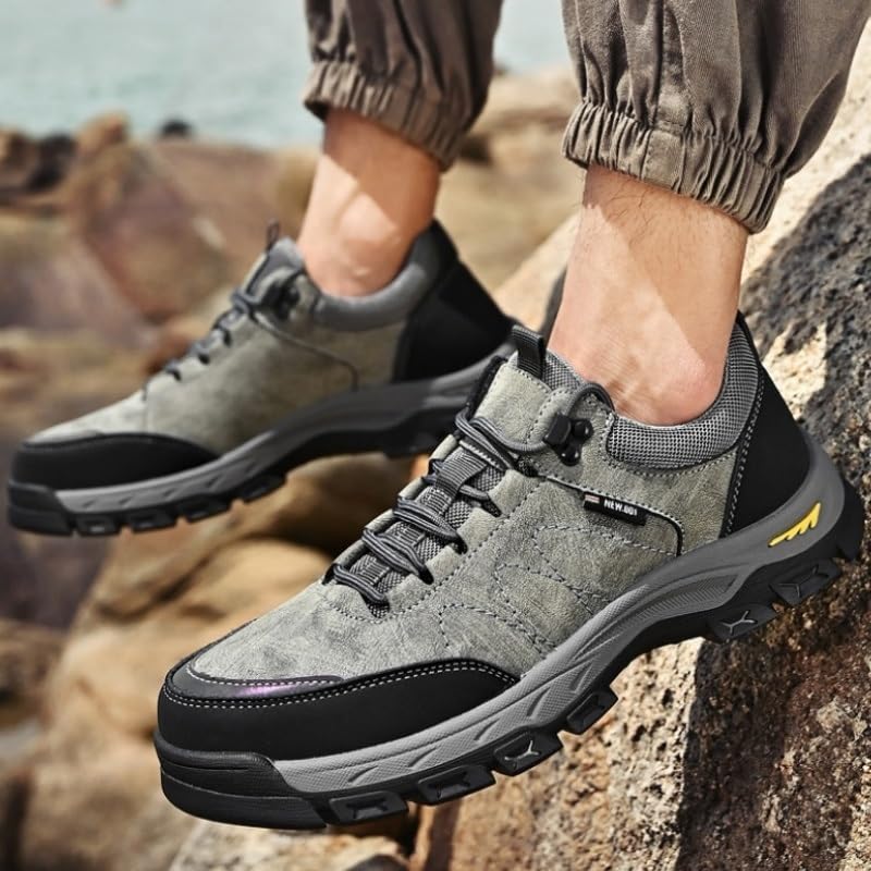 【本日限定激安格】[HeelVirtuosa] メンズハイキングシューズ 耐久性のあるスエード/メッシュアッパー 滑り止めアウトドアトレッキングスニー おしゃれで楽ちん