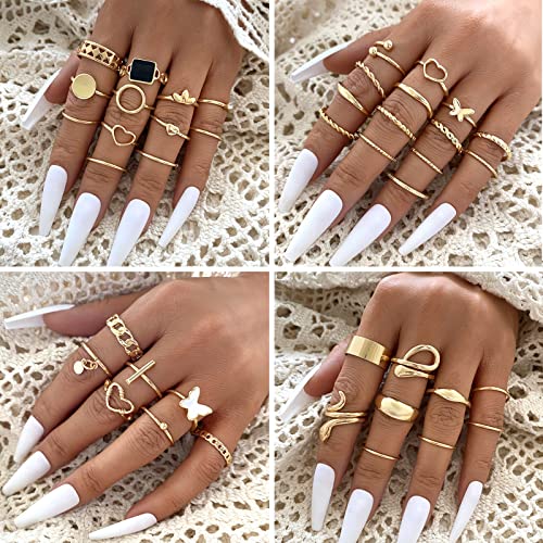 If You 66 Pcs Gold Knuckle Rings Set For Women, Vintage Stackable Rings, Boho Snake Finger Rings, Trendy Midi Rings Pack For Teen Girls #TOP5
