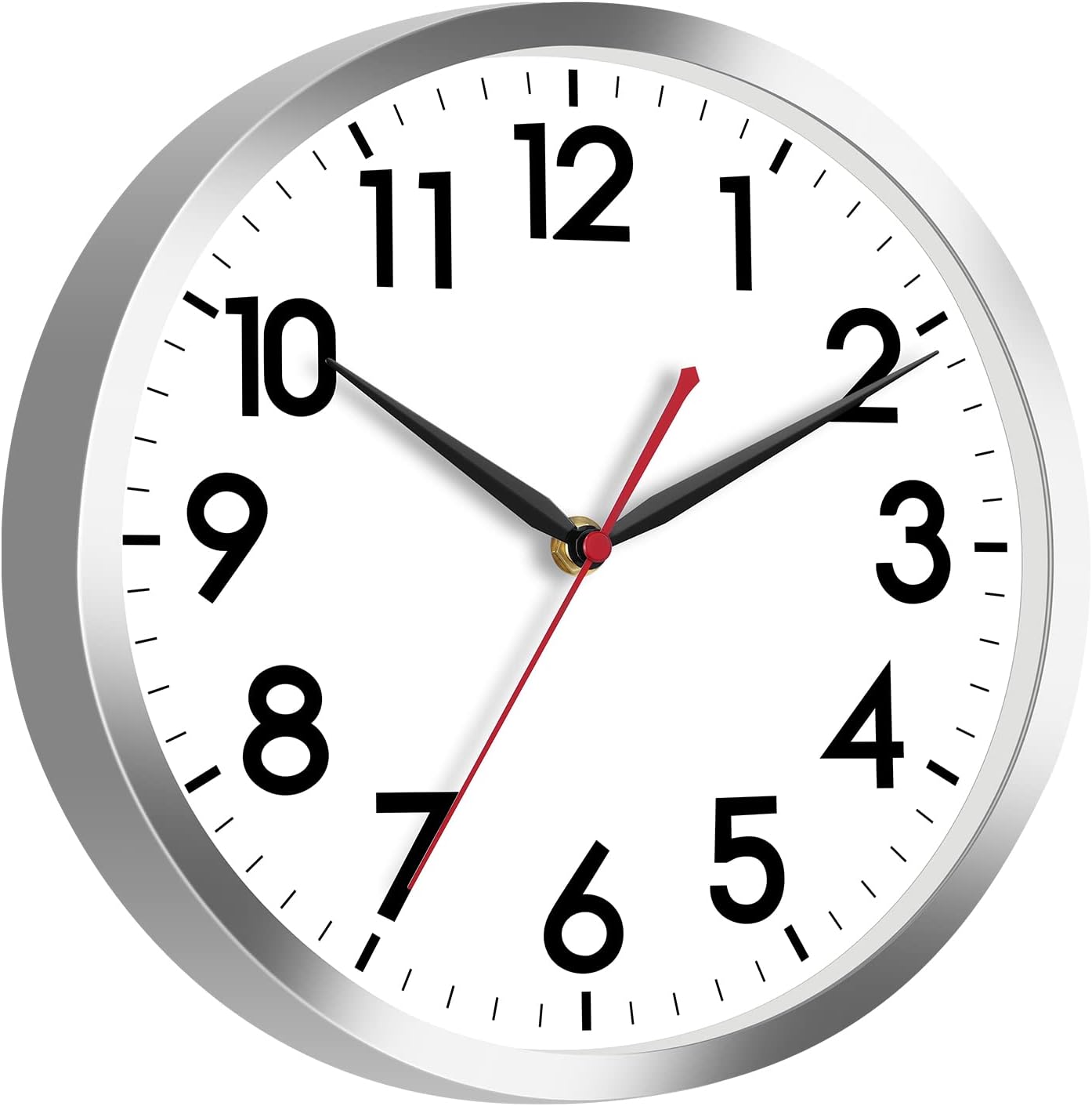 Product image of AKCISOT Wall Clock 12 Inch Silent Wall Clocks Battery Operated Non Ticking - Modern Silver Clock Decorative for Kitchen, Bathroom, Bedroom, Living Room, Office, Home