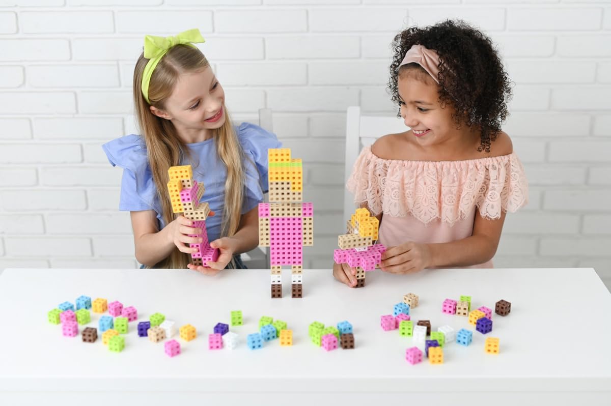Meli Minis Cube Pink – 200 Bausteine (2x2 cm) in Pastellfarben – Kreatives Konstruktionsspielzeug für Kinder ab 3 Jahren – Fördert motorische Fähigkeiten und Fantasie