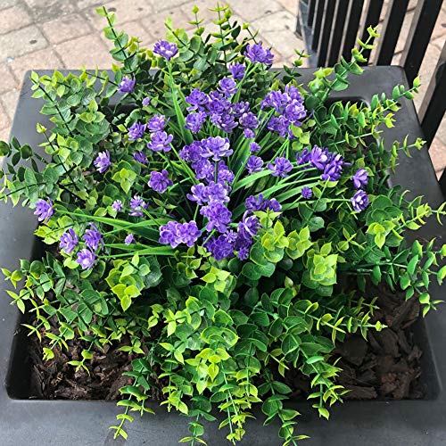 Temchy 8 Bundles Outdoor Artificial Boxwood Stems Faux Plants Shrubs, Fake Uv Resistant Greenery Foliage Spring For Farmhouse, Home, Garden, Office, Patio, Wedding Decor #TOP2