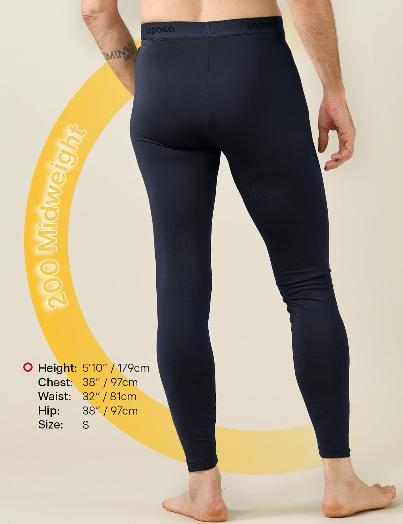 LAPASA Pacco da 2 o 1 Calzamaglie Termica Uomo Fodera in Pile Medio/Pesante Pantaloni Termici Sportivi Strato Base Biancheria Intima Leggings Caldi M10/M25/M56