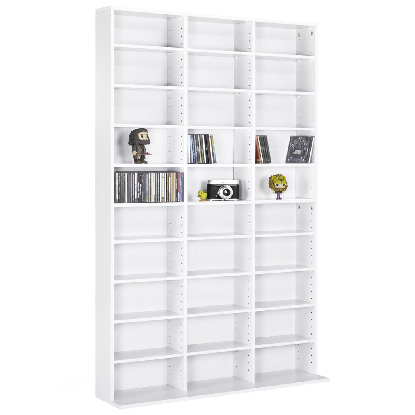 IDMarket – Estantería CD CEYLIA 30 Cajas con estantes modulares Madera Blanco