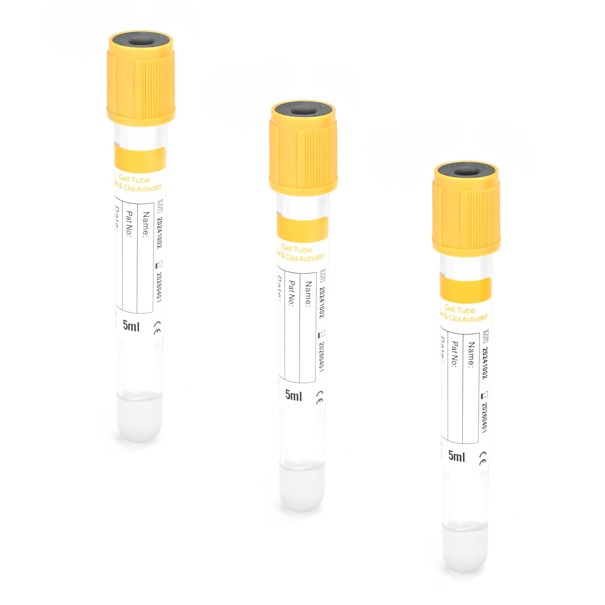 Vacutainer - Tubos de recolección de sangre de 5 ml, tubo de coágulo de gel, tubo de recogida al vacío para tubos de ensayo de laboratorio, animales de mascotas, veterinarios, 100 unidades