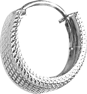 SIVYAA Men's Single Piece Hoop Bali Earring | Pure 925 Silver | Flower/Grid/Diamond Textured Round Solid Stylish Piercing ... Price In India