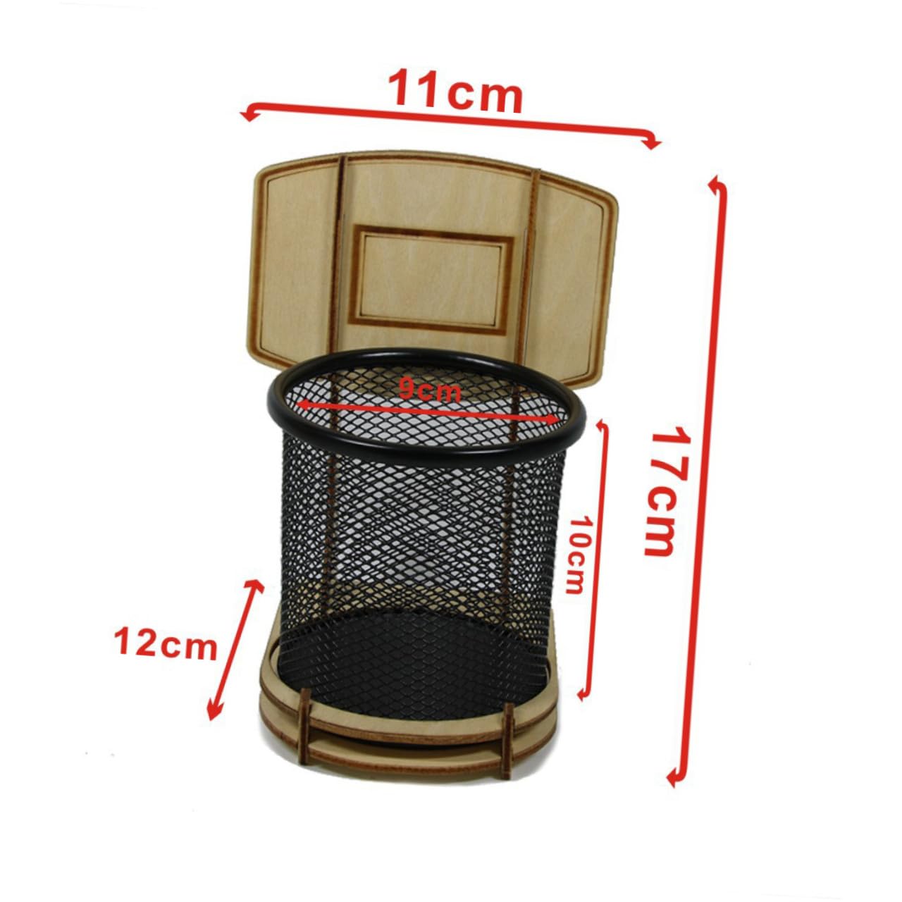 Alipis Porta Penne a Cestino da Basket in Legno e Metallo per Scrivania | Creativo e Decorativo, Forma Speciale, Raccoglie Cancelleria, Righello, Penne e Evidenziatori