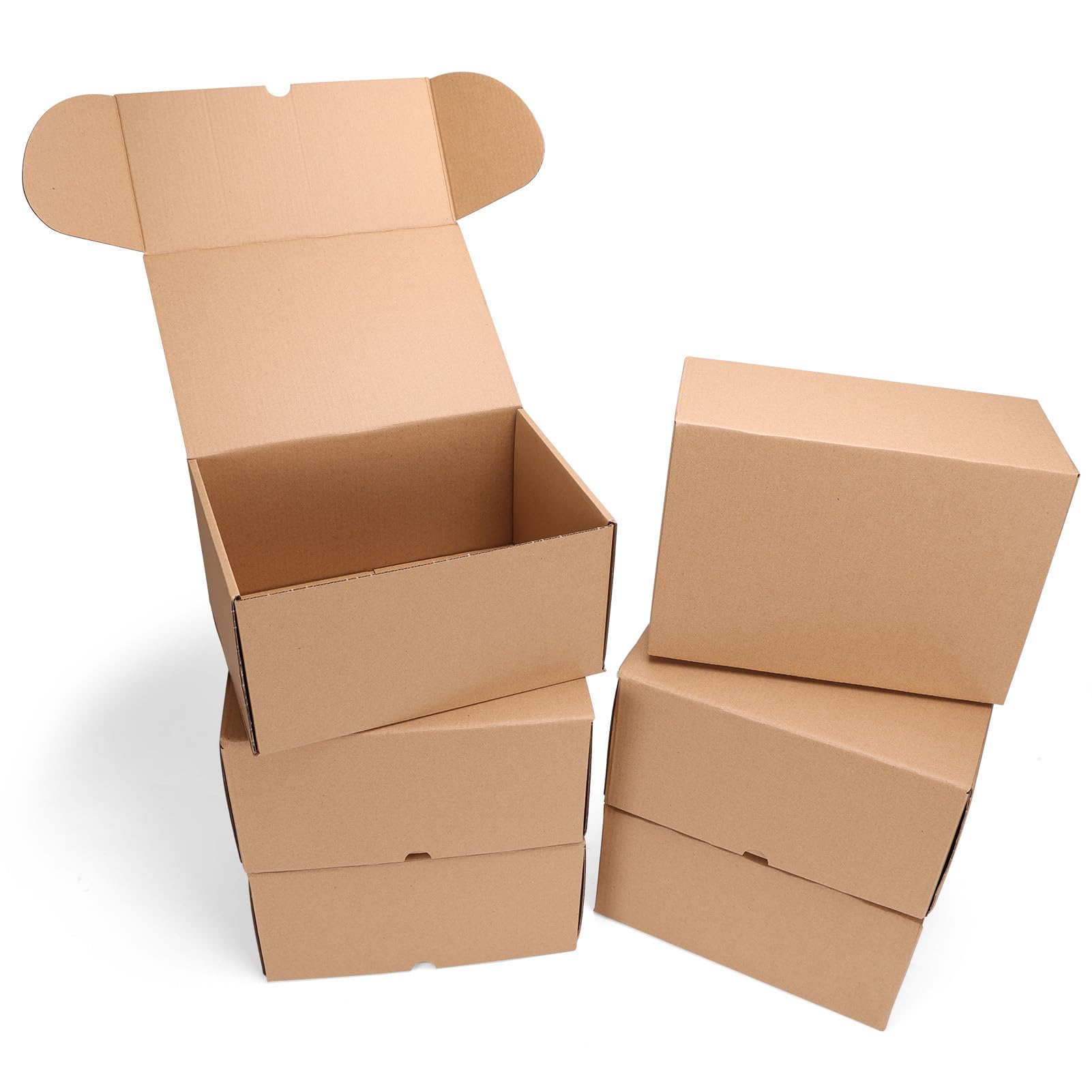 PHAREGE 10x7x5 inch Shipping Boxes 6 Pack Brown, Tab Lock Tuck Top Mailer Boxes for Packaging Small Business, Medium Cardboard Gift Boxes for Wrapping