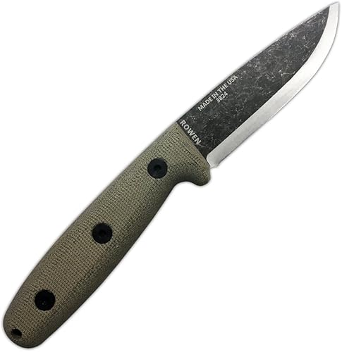Miniatura 2 de ESEE RB3 Reuben Bolieu Cuchillo de supervivencia de hoja fija, funda de cuero, fabricado en Estados Unidos (acabado de óxido negro, funda de cuero