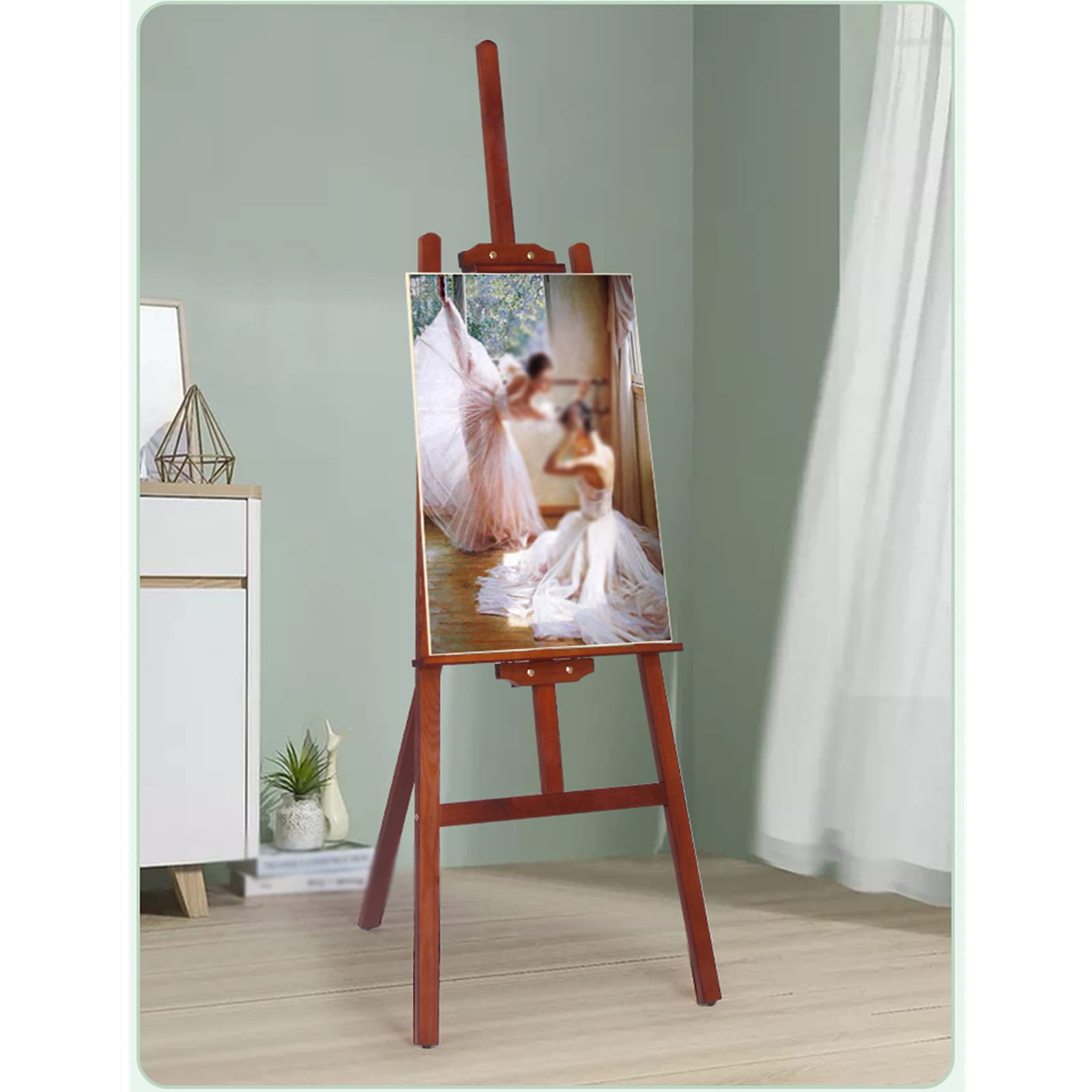 Caballete de pie, Caballete Plegable de 150 cm de Alto, Caballete de Arte portátil, Caballete de Madera con Marco en A, Altura Ajustable para Bodas, Fiestas y exposiciones